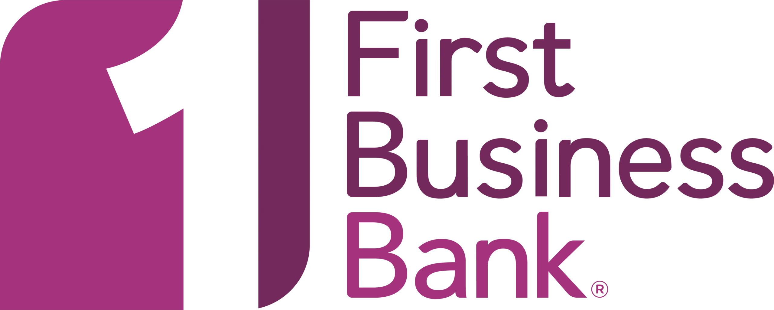 First Business Bank logo with a large stylized number one in purple and magenta text.