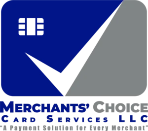 Logo featuring a blue and gray credit card icon with a white checkmark and the text "Merchants' City Card Services LLC.