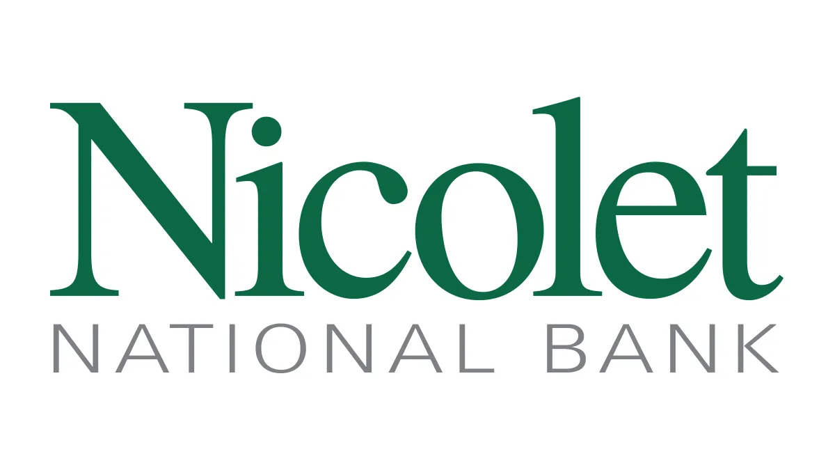 Logo of Nicolet National Bank with "Nicolet" in green serif font and "National Bank" in gray uppercase letters.