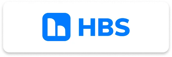 Logo with a blue icon resembling a bar chart and the text "HBS" in blue on a white background.