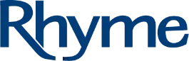 Logo with the word "Rhyme" in bold, dark blue font on a transparent background.