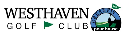 Logo featuring the text "Westhaven Golf Club" with a green flag and a circular emblem of a golfer and landscape.