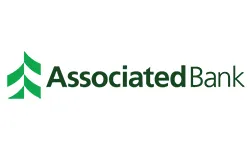Logo of Associated Bank featuring a green three-arrow emblem and dark green text on white background.