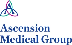 Logo of Ascension Medical Group with a blue and purple intertwined emblem above the company name in blue text.