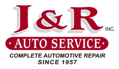 Logo of J&R Auto Service, featuring red and black text on a white background.