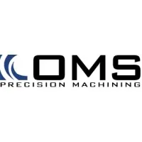 Logo featuring stylized blue and black design with text "OMS Precision Machining" on white background.