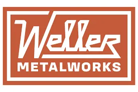 Logo of Weller Metalworks with white text on a rust-colored rectangular background.