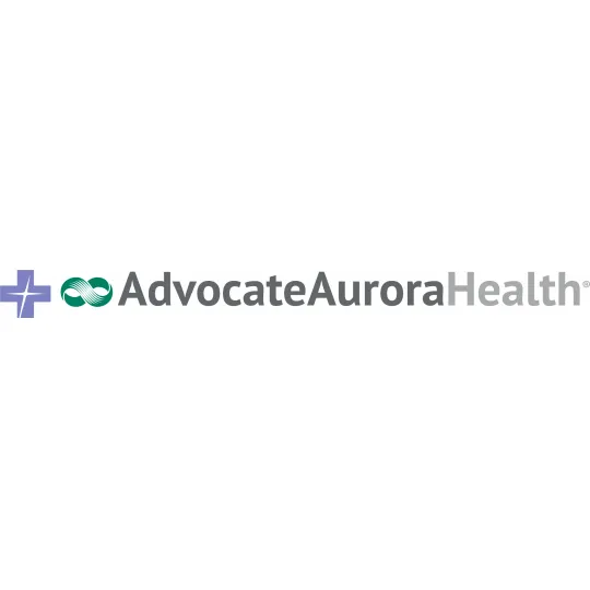 Logo of Advocate Aurora Health featuring a purple cross and green infinity symbol alongside the company name in gray text.