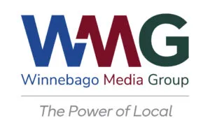 Logo of Winnebago Media Group with tagline "The Power of Local" in blue, red, and green colors.